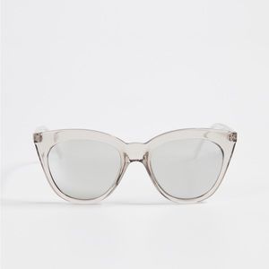 Le Specs Half Moon Magic Sunglasses Stone/Smoke Mono Silver Mirror